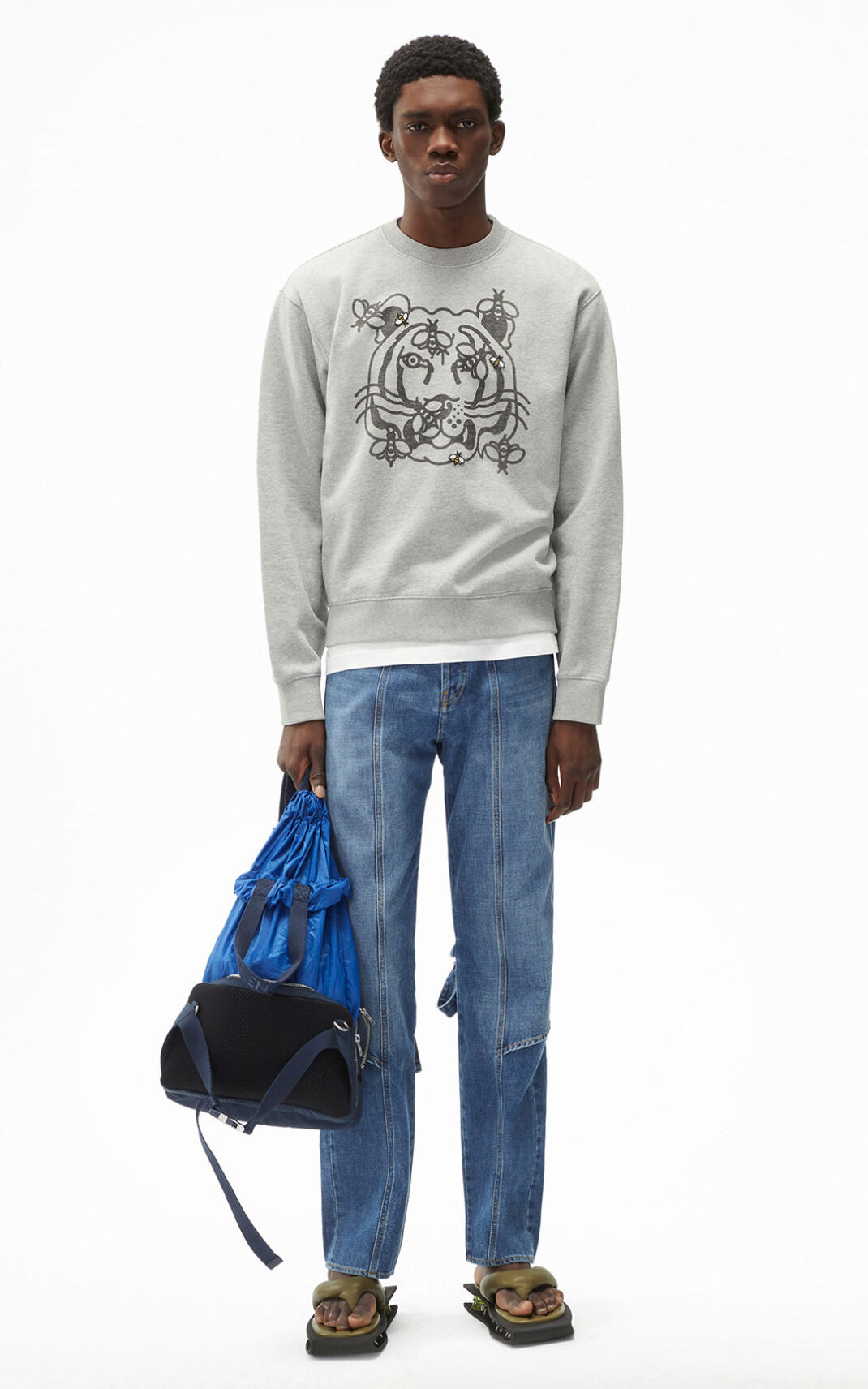 Sweat Kenzo Bee a Tiger Homme Grise | NLIW-02453